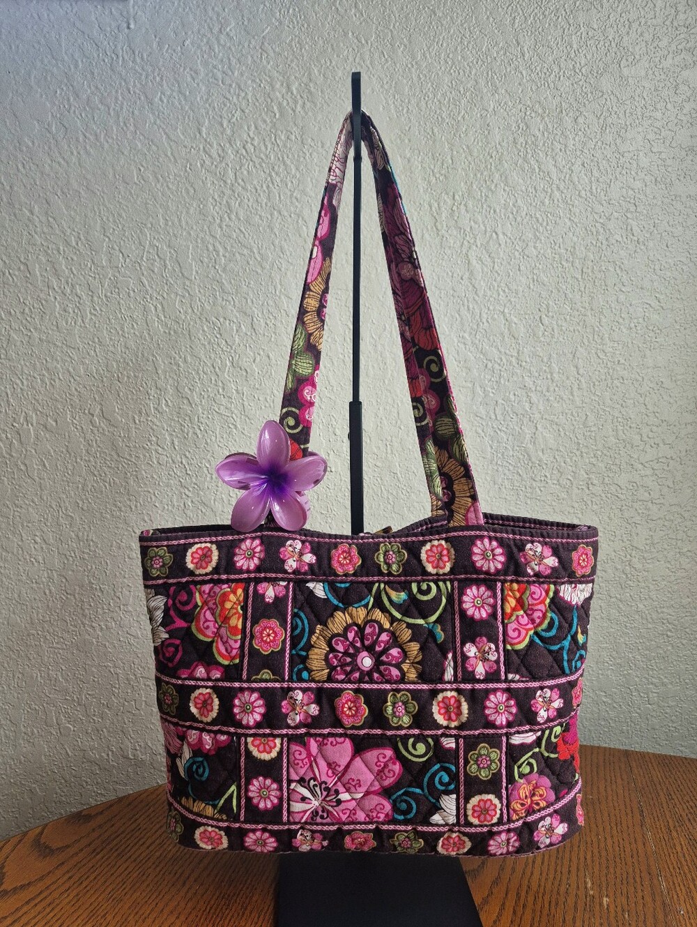 Vera Bradley Mod Floral Pink Tic Tac Tote Shoulder Bag - Picture 4 of 7